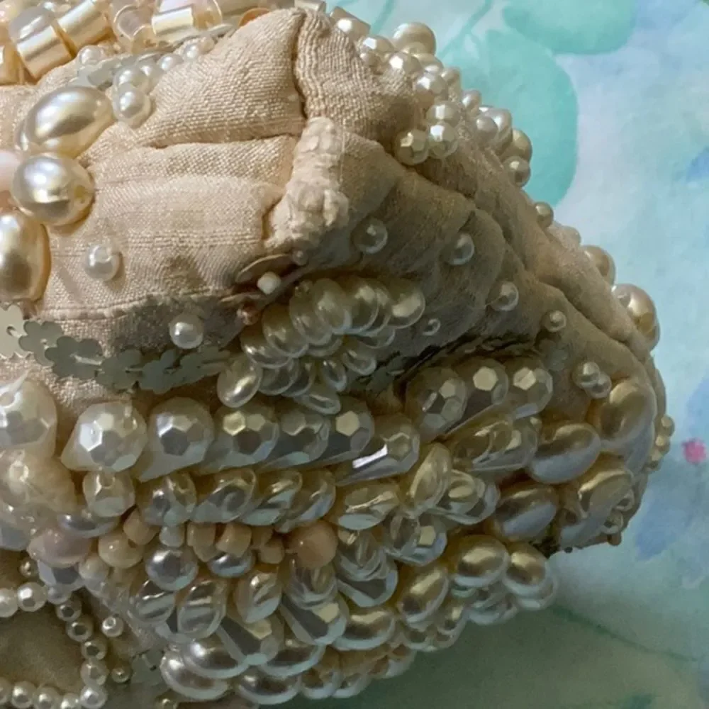 Mary Frances Small Pearl (Faux) Beaded Bag - Small Cream Chain Strap - Picture 14 of 15